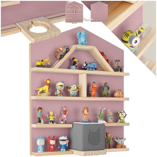 tectake® Etagere Murale Magnétique pour 50 Figurines à Histoire & Boîte à Histoire, Étagère Bois Bibliotheque, Support Figurine Rangement Chambre Enfant...