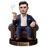 Personalized Businessman Boss Cigar Cartoon Sculpture Ornament for Leader Men Women Custom Photo Name Portrait Desk Decor Funny Boss Statue Plaque for Office Bedroom