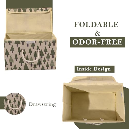 Image of Kuber Industries cotton Set of 2 Foldable Organisers for Clothes - Large Closet Organizer for Toys, Books, Blankets, Space Saver Utility Box. Cream