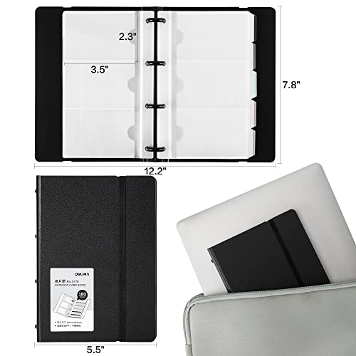 Deli Business Card Book Holder, Business Card Organizer, Name Card Book Holder, Portable Office Business Card Holder, Hold 180 Cards, Black #TOP5