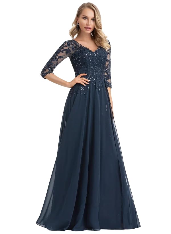 Sequins A-Line Mother of The Bride Dresses for Wedding Women's Formal Evening Gowns with Lace Appliques ZXF0202