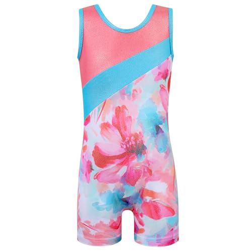 Image of HOZIY Leotards for Girls Gymnastics Kids Children Biketard Snowflake Ribbon Blue Purple Hot Pink Sparkle