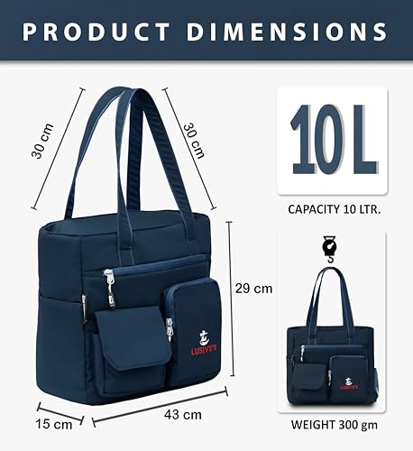 Image of Lusive's Double Pocket Handbag for Women: Stylish, Ideal Companion for Work, Travel, Polyester Material, Spacious 10-liter Capacity, 6 Pockets. (Black & Grey)