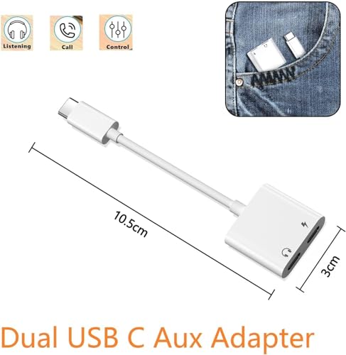 Image of Wefly USB C Headphone and Charger Adapter for 1Ph /one 17, 1Pack USB Type C to Aux Audio + Charge Dongle Adapter for 1Pho /ne 17 /17 Pro /17 Pro Max /Air /16 /16 Pro Max /15 /15 Pro Max (USB C Headphone)