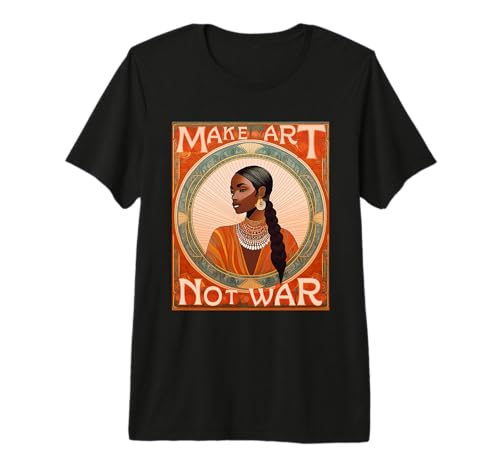 Make Art Not War Retro Bohemian Nouveau Illustration Premium T-Shirt