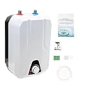 Electric Instant Water Heater, 6L/1.59gal 1500W Mini-Tank Water Heaters, Upper Water Onlet Mode Tankless Water Heaters, Portable Mini Hot Water-Heater for Kitchen Household Washing Faucet Hand Wash RV