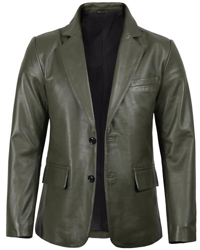 Image of Decrum Lambskin Leather Blazer for Men - Genuine Leather Sport Coat for Formal & Business Casual