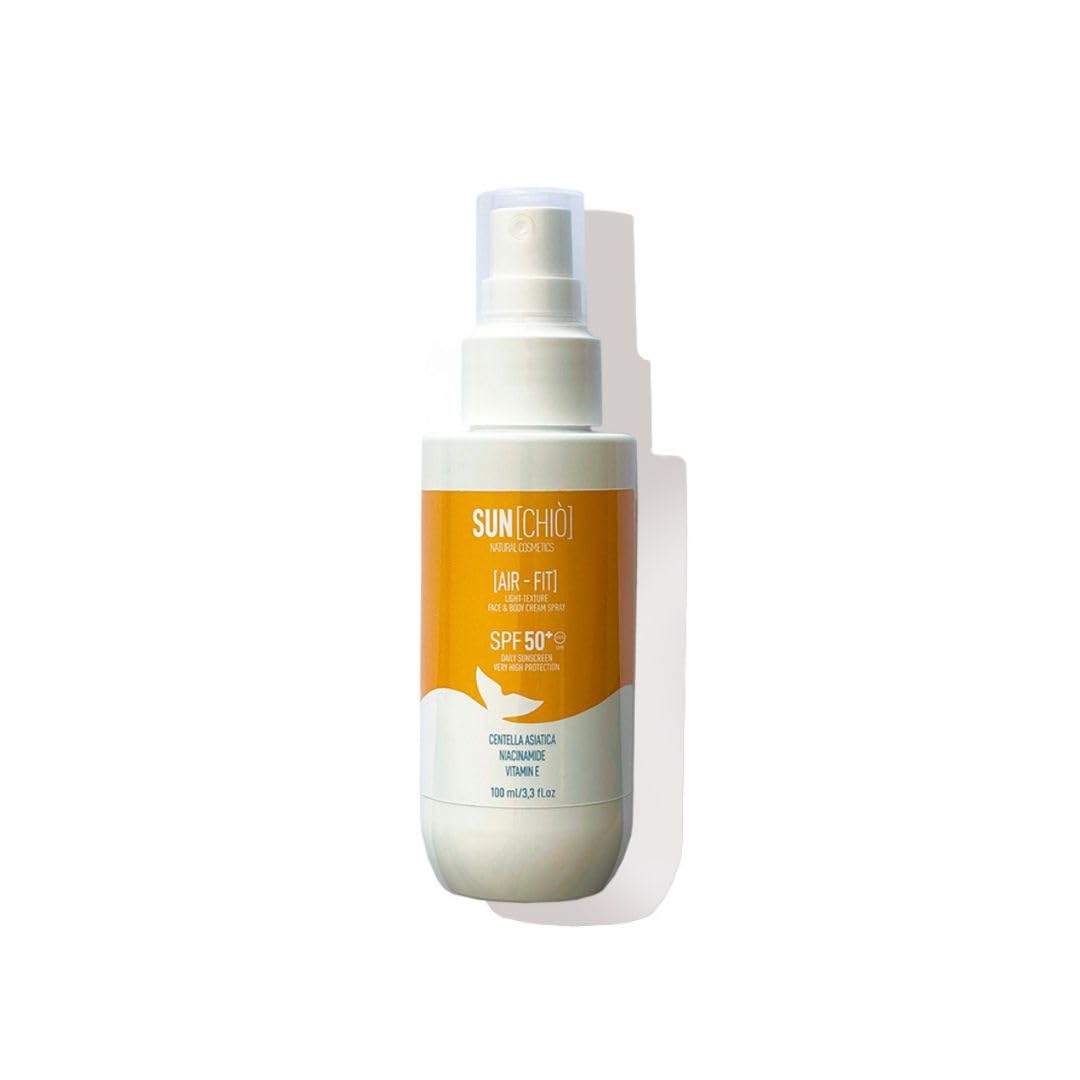 Sunchiò AIR-FIT Crema Solare Spray Viso e Corpo SPF50+, Protezione Molto Alta, Tecnologia AIR-FIT, Texture Ultra Leggera, a Rapido Assorbimento, Tutti i Tipi di Pelle, 100ml