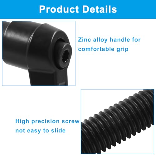 Image of BokWin 2 Pcs Adjustable Handle Clamping Lever M10x32mm Ratchet Male Threaded Stud Knob Ratchet Push Button Lever(Black)