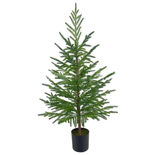 Árboles de Navidad, árboles Artificiales de Navidad de 3 pies Pino Norfolk Norfolk con Decoraciones realistas para macetas Negras para Interiores al Aire Libre