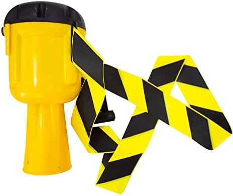 Retractable Traffic Cone Topper Tape - 9 Meter | Skipper Belt Cone Barrier Tape Yellow | Cone Mountable Emergency Warning Belt | High Visibility Retractable Belt Stanchion