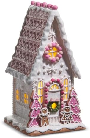RAZ Imports Pink Gingerbread House, 12-Inch, Clay Dough