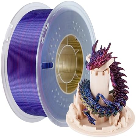 Kingroon PLA Silk Filament 1.75mm, PLA Mehrfarbig 3D Drucker Filament, 1KG Spule (2.2 LBS) Multicolor PLA Filament Für 3D Drucker, Maßgenauigkeit ±0,02mm, Rot, Gelb, Blau