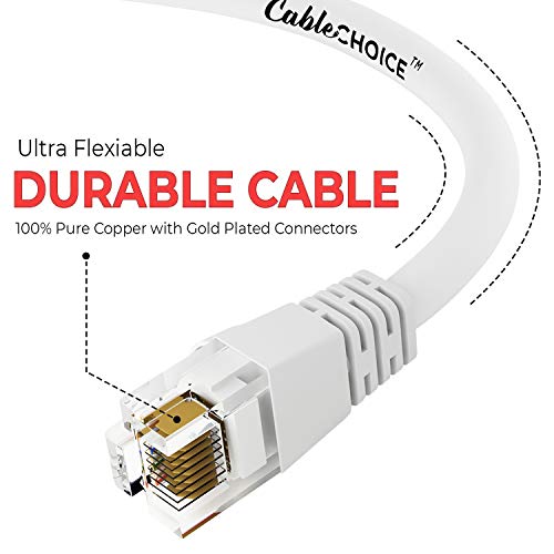 image for CABLECHOICE 10-Pack, Cat5e Ethernet Cable (1 Feet - White) UTP - Compu