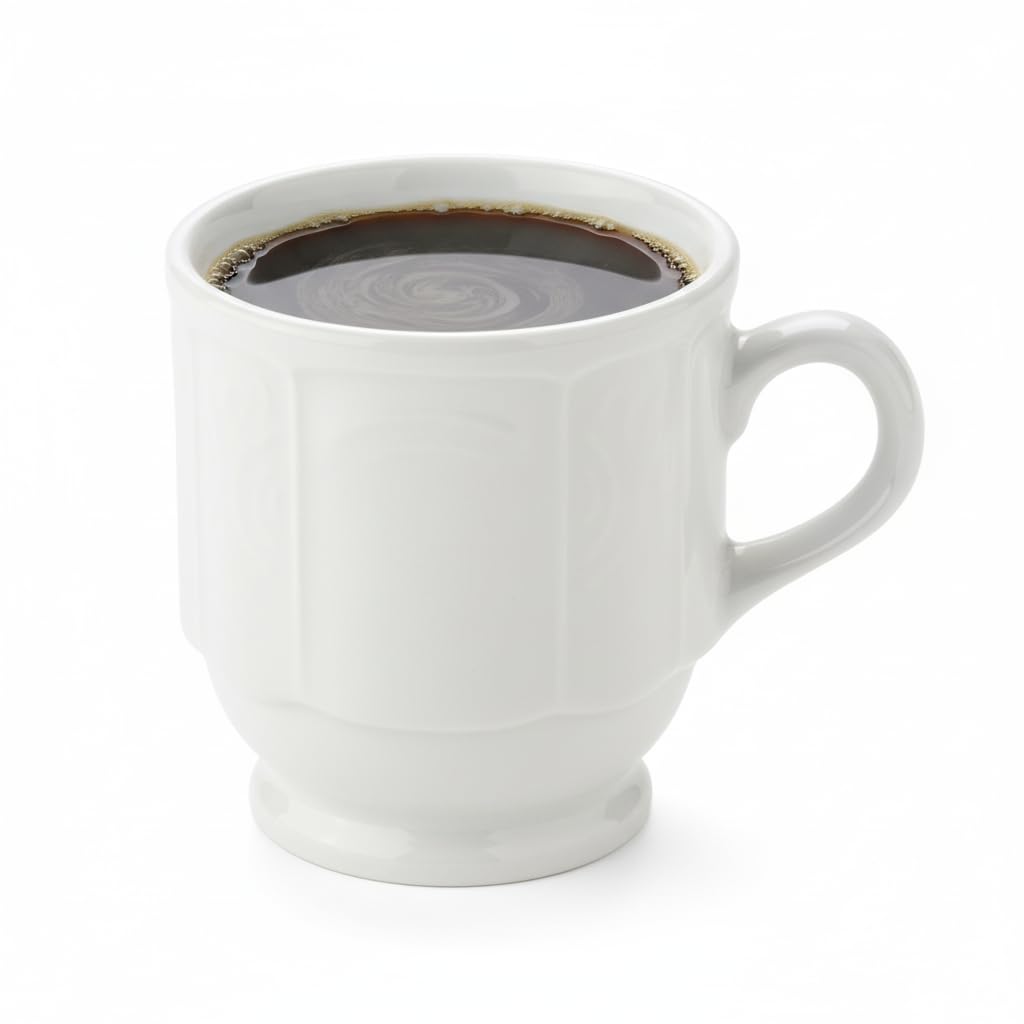 Tuxton China CHM-085 Mug, 9 oz., 3-1/4" Diameter x 3-1/2"H, Stackable, Embossed, Microwave and Dishwasher Safe, Oven Proof, Fully Vitrified, TuxCare, DuraTux, Chicago, Pack of 36