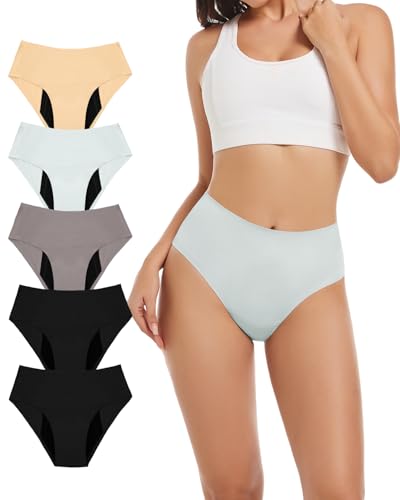 Period Underwear Heavy Flow High Waisted Period Bikini Panties Leakproof Underwear Briefs Pack of 5