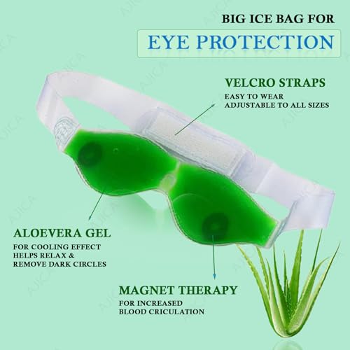 Image of Aloe Vera Cool Gel Eye Mask Summer Ice Cooling Sleeping Mask for Eye Patches Remove Dark Circles Fatigue Cool Eyes Patch Pads Eye Care (Green Aloe Mask, Pack of 6)