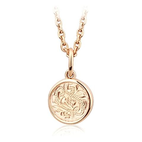 Hawaiian Pendant by Austaras - Coin Necklace Pendant for Women and Men. 316L Stainless Steel Rose Gold Plated Engraved with Hibiscus Flower Hypoallergenic Jewelry with Expandable Chain Cover