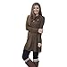 MIXMAX Women Lapel Neck Long Sleeve Loose Dress Sides Slit Shirt Dress (Large, Coffee)