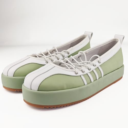 Women's Platform Oxford Sneakers Ultra-Soft Insoles Premium Microfiber Upper Arch Support Casual Low-Top Lace-Up Flats for Walking Daily Casual Dressy Super Comfy Breathable US Size 7 Light Green2