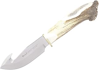LO TRINCO YO Muela Cuchillo VIPER-11S hoja de acero MoVa de 11 cm y empuñadura de asta de ciervo para Caza, Pesca, Supervivencia y Bushcraft