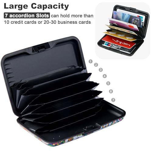 Image of ELFISH Mini RFID Aluminum Wallet Credit Cards Holder Business Card Case Metal ID Case for Men Women (Owl)