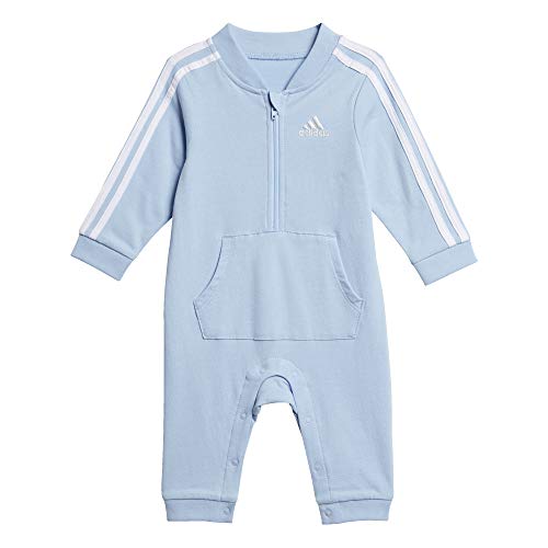 adidas Baby Boys' and Baby Girls Long Sleeve Hooded Coverall (Clear Sky Blue, 3 Months)