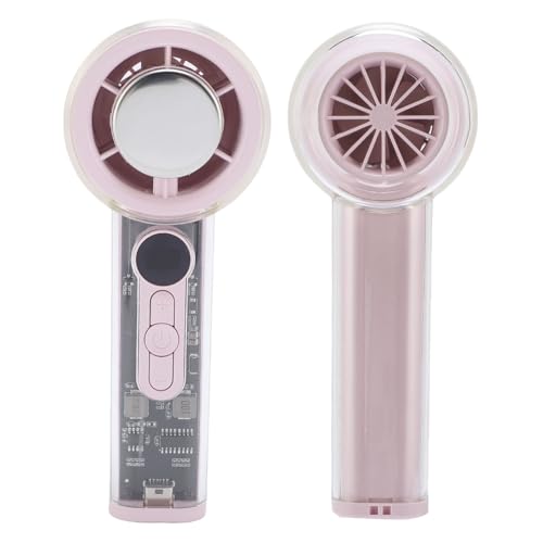 YUEHISY Ventilador de Hielo Portátil, Ventilador Personal Portátil Recargable con 6 Velocidad Ajustable, Refrigerador de Hielo, Pantalla LED, Potente Flujo de Aire, para Viajar (PINK)