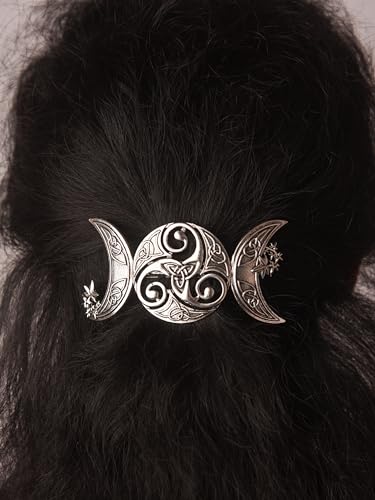 Haquil Triple Moon Celtic Knot Hair Clip Vintage Hollow Moon Hair Clip Barrette Jewelry For Women thumb #6
