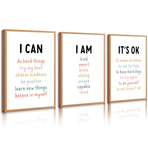 Kids Affirmation Wall Art Positive Canvas Wall Decor Inspirational Quotes Wall Art Motivational...