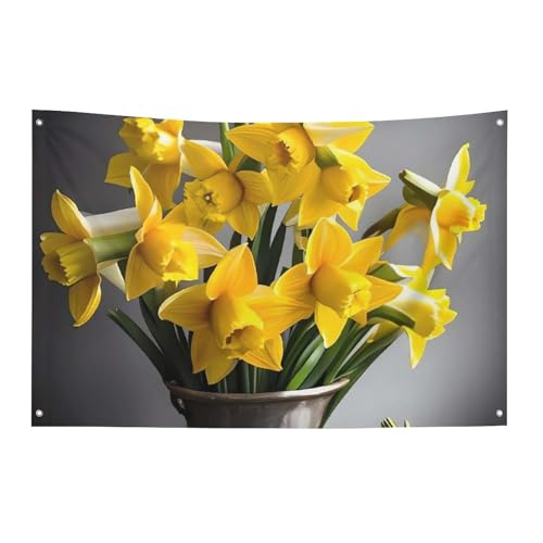 Bannière résistante aux intempéries motif jonquilles en polyester durable de qualité
