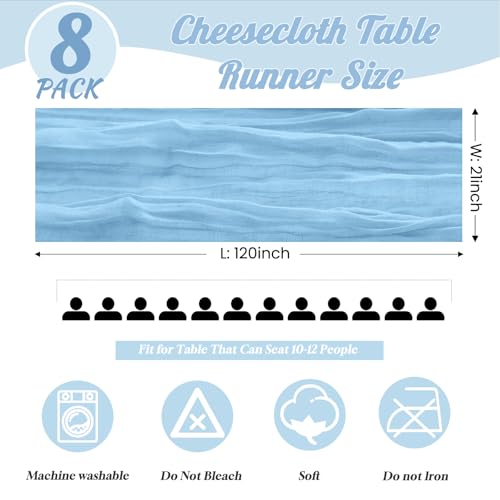 Eoinbdte Light Blue Cheesecloth Table Runner 8 Pack,Boho Wedding Decor by EOINBDTE - Used condition - Image 3