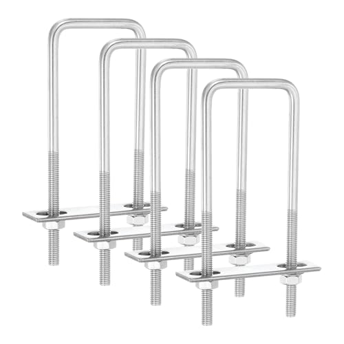 uxcell 4Sets 304 Stainless Steel Square U-Bolts, 2.05" (52mm) Inner Width 5.91" (150mm) Length M8 with Nuts, Frame Plate, Gasket for Automobiles Trailer, Ski Boat, Fishing Boat, Pipelines