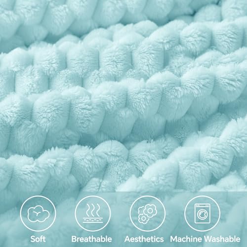 Image of BEDELITE Cloud Blue Twin Blanket for Couch, Soft Cozy Gift for Women, 60*80 | 3D Jacquard Decorative Fleece Blanket, Super Soft Plush Throws, Cute Birthday Gift for Women & Men, Suitable for All Seasons