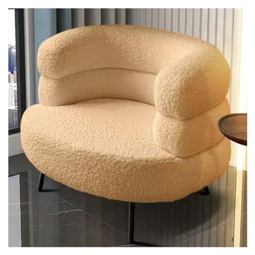 GAOBINGB Sillón Moderno Blanco con Acento, sofá Individual de Sherpa, cómodo y Perezoso, para Sala de Estar, Dormitorio, salón y Oficina, con Respaldo Curvo, cómodo sillón de Lectura.