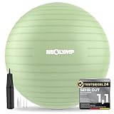 NEOLYMP Gymnastikball - Sitzball Büro ergonomisch in 3 Größen S/M/L - bis 300 kg belastbar, rutschfest & Anti Burst - Pilates Ball, Pezziball, Schwangerschaftsball, Yoga Ball (Matcha, M | 165 cm)