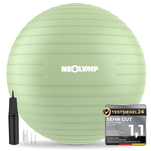 NEOLYMP Gymnastikball - Sitzball Büro ergonomisch in 3 Größen S/M/L - bis 300 kg belastbar rutschfest & Anti Burst - Pilates Ball Pezziball Schwangerschaftsball Yoga Ball (Matcha S | 150 cm)