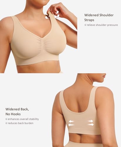 Image of FeelinGirl Seamless Everyday Bras for Women No Underwire with Wide Straps | Full Coverage, Comfy Sleep Bra, Smooth, Wide Back Bralettes, Wireless, Buttery Soft Tshirt Bra, Unlined, No Show