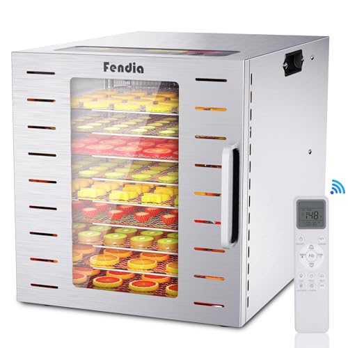 Image of Food Dehydrator for Jerky, 9 Stainless Steel Large Trays, 800W Fruit Dehydrator with Remote Control, 24H Timer and 194F Temperature Control, Food Dryer for Jerky, Herbs, Fruit, Dog Treats