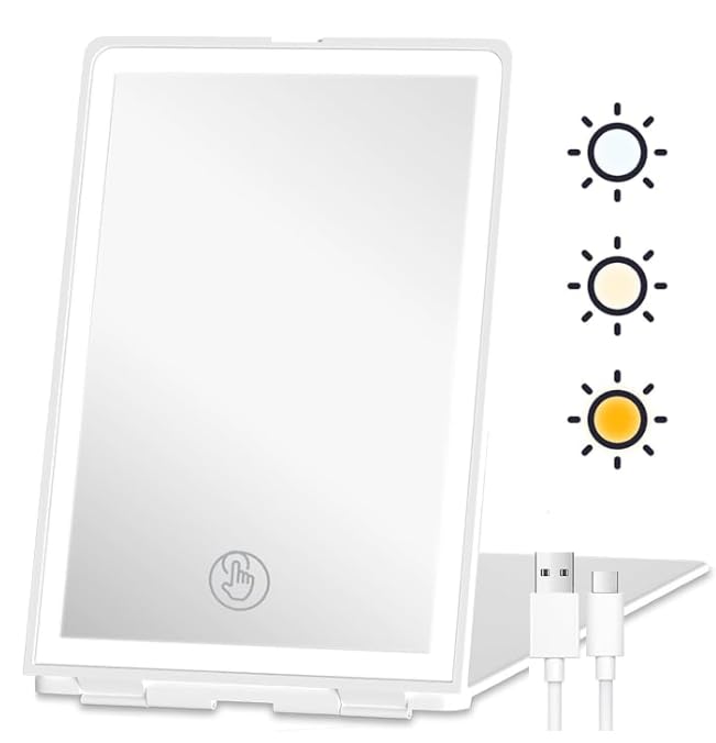 Miroir de maquillage portable lumineux pour des retouches parfaites en déplacement