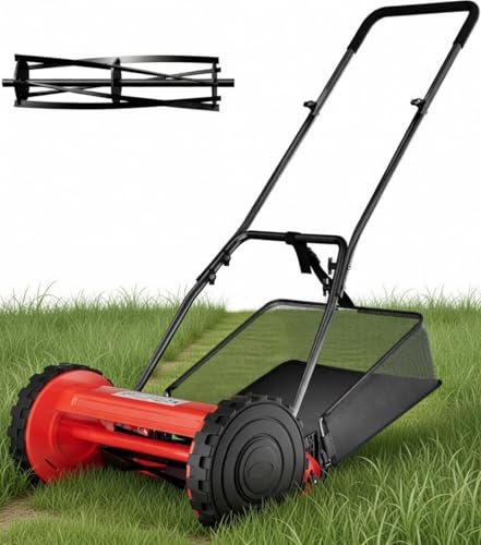 PeakPursuit 14-Inch Cordless Push Reel Lawn Mower, 5-Blade Walk-Behind Manual