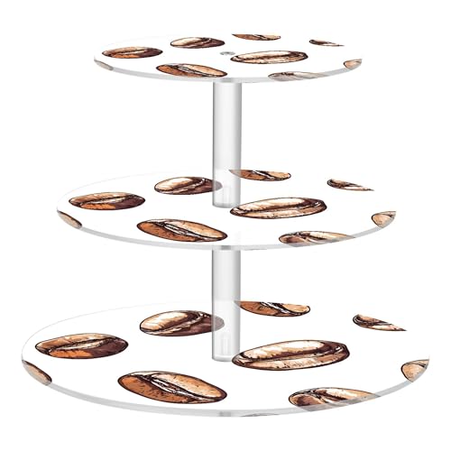 PYBUG Coffee Pattern 3 Tier Acrylic Cupcake Stands Tower,Dessert Table Display Set for Tea Party,Wedding,Birthday, Baby Shower