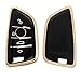 Produktbild kwmobile Autoschlüssel Hülle kompatibel mit BMW 3-Tasten Smart Key Autoschlüssel - Schlüsselhülle Silikon Cover - Schwarz Gold