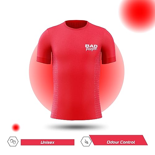 Image of Active Wear Sports T Shirts | Dry Fit | Unisex | Soft & Stretchable Fabric Badminton T Shirt (Red /Size 2XS)