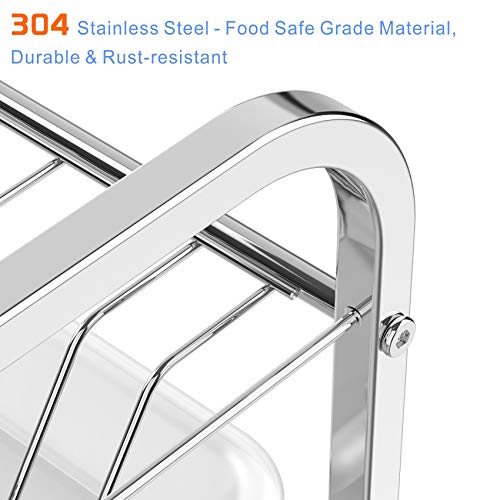 Dish Drying Rack, GSlife 2 Tier 304 Stainless Steel Dish Rack with Utensil Holder, Cutting Board Holder and Dish Drainer for Kitchen Counter,Silver - Thumbnail 2