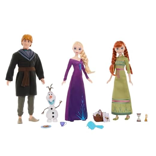 Disney Frozen Muñecos de Anna, Elsa, Kristoff y Olaf, inspirado en la película Fronzen 2, incluye 12 piezas para contar historias, +3 años (Mattel HLW59)