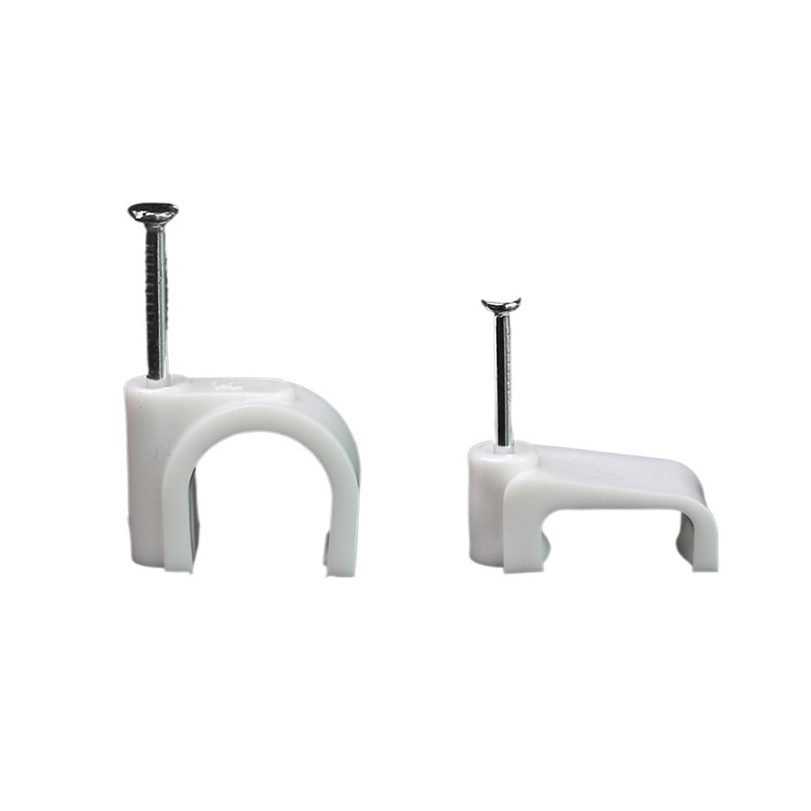 Eefpxwtz White Nailed Pipe Clamp， Plastic Cable Nail Clips Flat 4-16Mm 100 Pcs(Flat 9Mm)