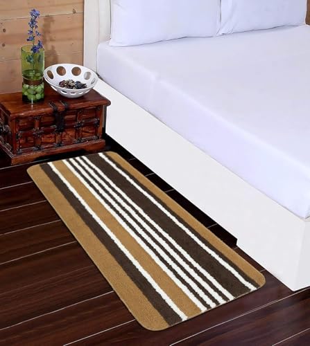 Image of THE HOME TALK Modern Polyester Area Rugs| Carpets for Living Room, Kitchen, Kid's Room, Bedroom| Microfiber Polyester Rugs| Shaggy Floor Carpet| Anti Skid Store(Black & Beige, 50 x 150 cm)