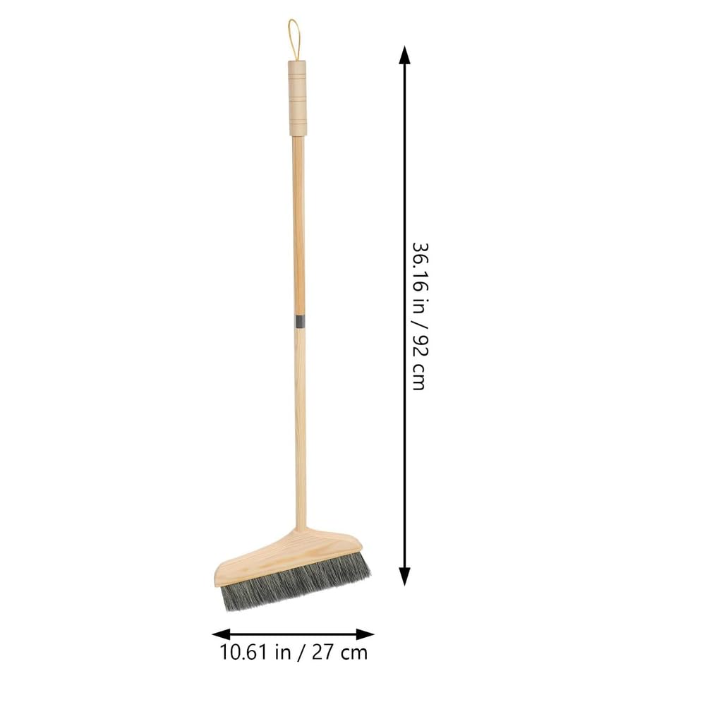 Juego de escoba y recogedor de madera con mango largo, cerdas rígidas para suelos duros, limpieza del hogar y la oficina