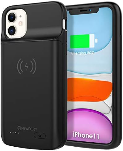 NEWDERY Battery Case for iPhone 11, 5000mAh Battery Pack Charger Support Qi Wireless Charging Case Rechargeable External Charger Case Backup Power Bank for iPhone 11 (For iPhone 11)